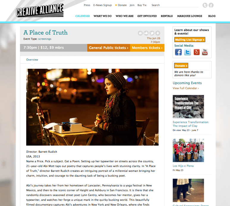 A Place of Truth at the creative alliance